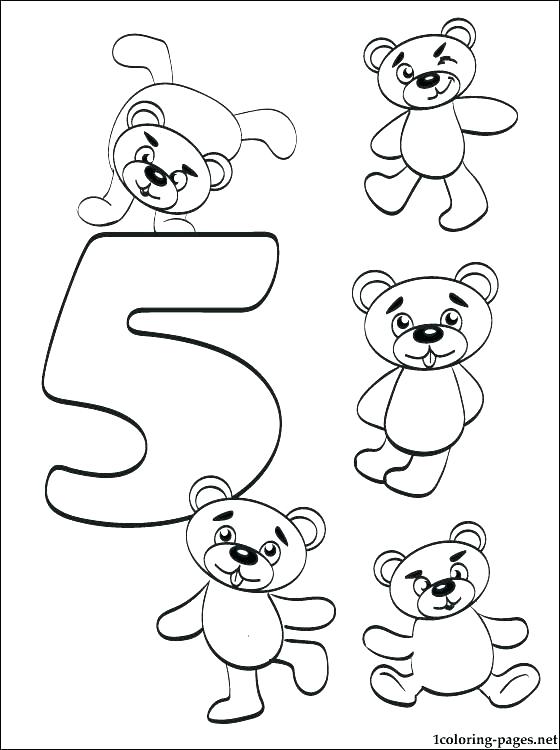 560x750 Coloring Pages Numbers 1 Coloring Page Number 5 Five Coloring Page