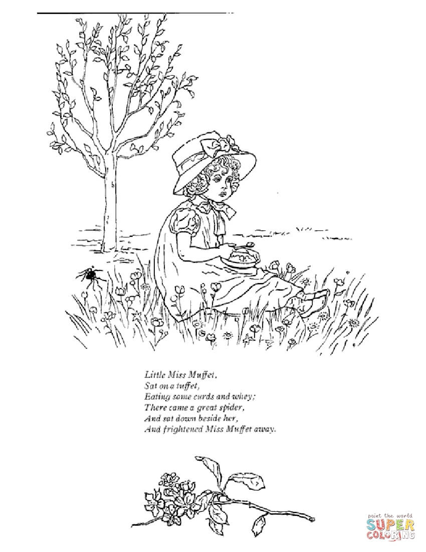 Simplistic Little Miss Muffet Coloring Page Free Printable Pages 850x1100 Simplistic Little Miss Muffet Coloring Page Free Printable Pages