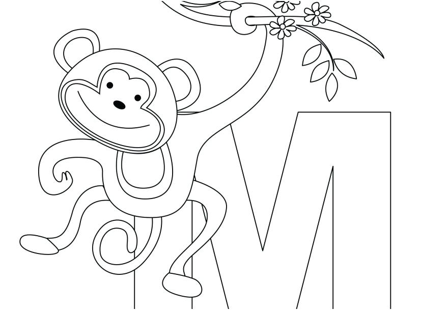 Easy Coloring Page Monkey Coloring Pages Gallery Monkey Animal 827x609 Easy Coloring Page Monkey Coloring Pages Gallery Monkey Animal