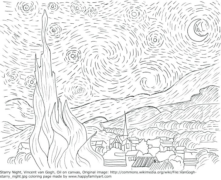 728x594 Op Art Coloring Pages Famous Paintings Coloring Pages Van Starry