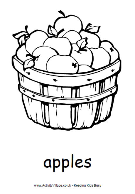 Basket Of Apples Colouring Page 460x658 Basket Of Apples Colouring Page