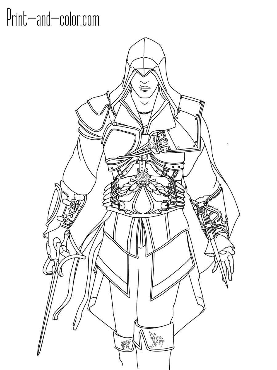 Assassin's Creed Coloring Pages Print 900x1200 Assassin's Creed Coloring Pages Print