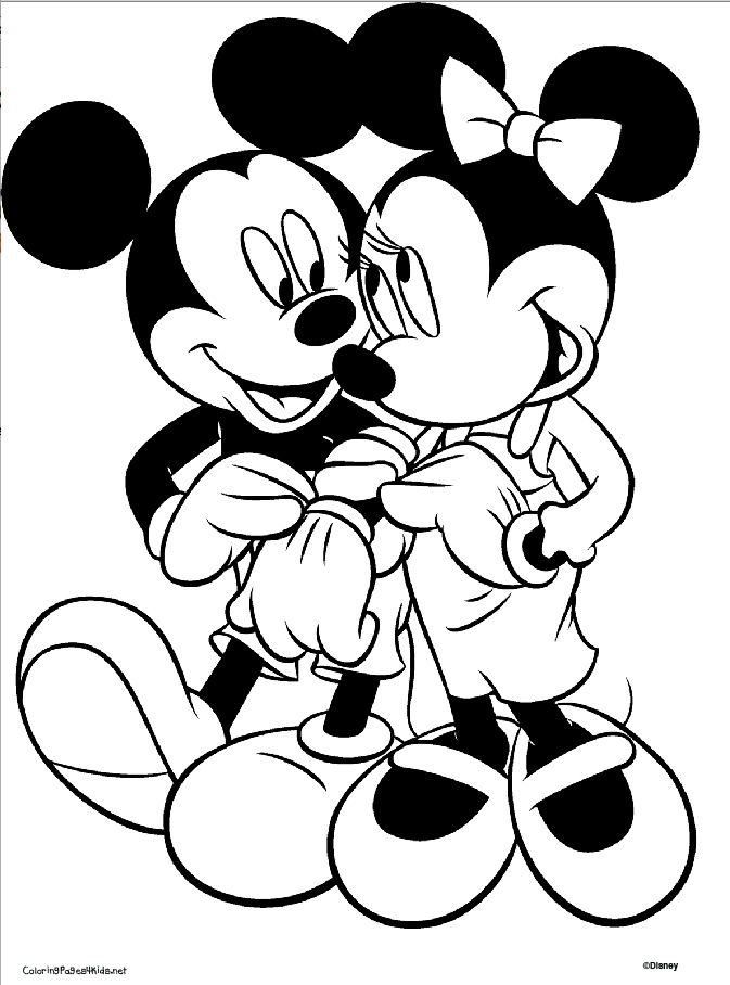673x908 Sweet Mickey And Minnie Mouse Coloring Pages
