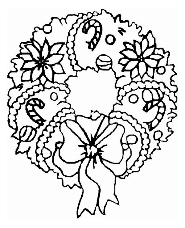 A Sweet Christmas Wreath Ornament Coloring Page 600x738 A Sweet Christmas Wreath Ornament Coloring Page