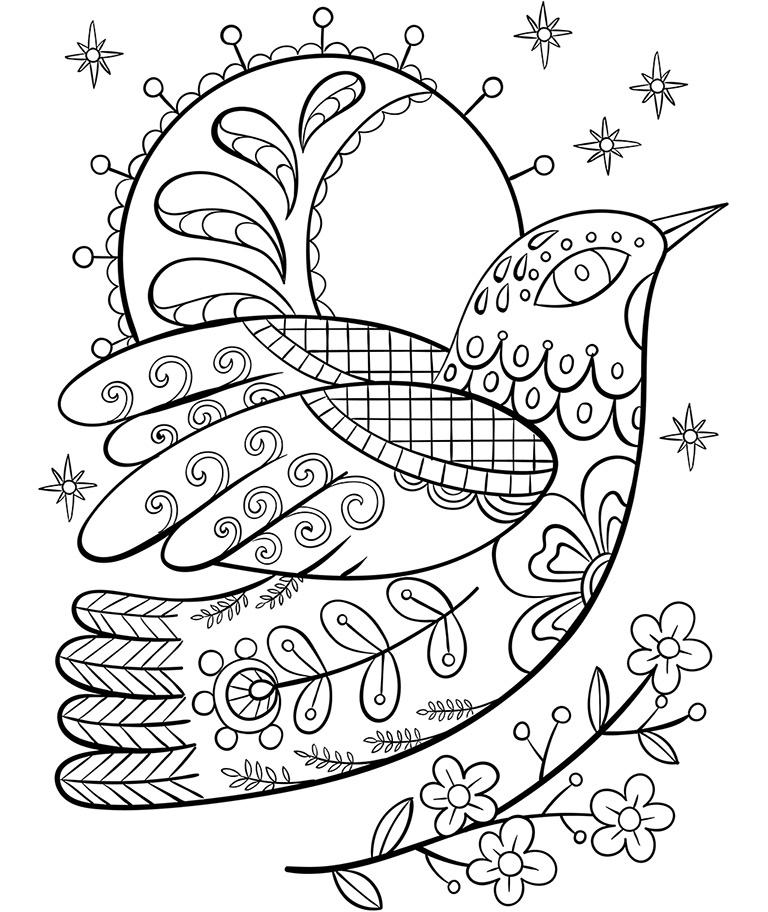 768x912 Ornate Dove Coloring Page