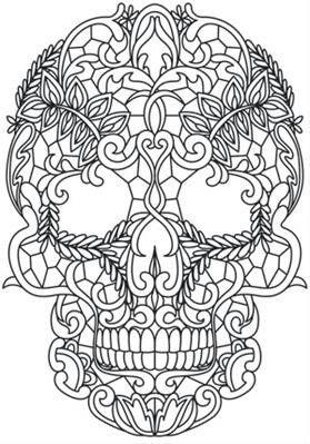 279x399 Ornate Skull. Colouring In. Day Of The Pins Like This