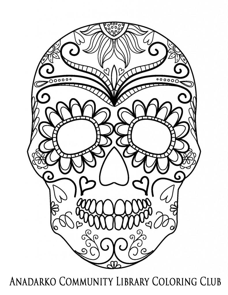 791x1024 Sugar Skull Ornate Forehead Coloring Club Endearing