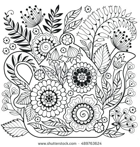 450x470 Teapot Printable Coloring Pages Vector Coloring Page Adult