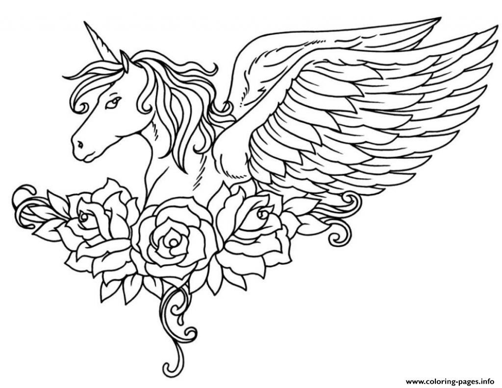 1024x790 Unicorn Coloring Pages Rainbow Fresh Print Ornate Winged Flowers