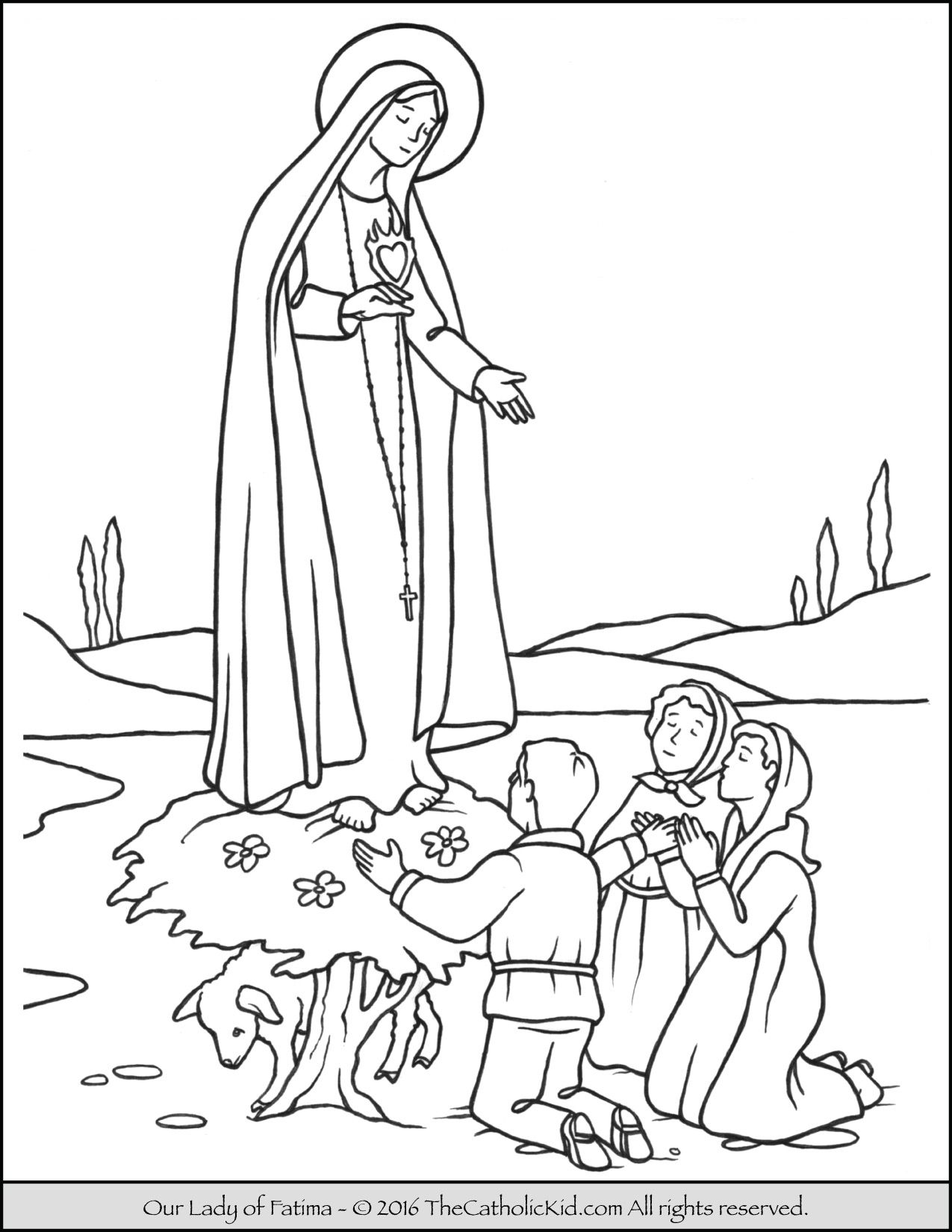1275x1650 Our Lady Of Fatima Coloring Page Mary Coloring Pages