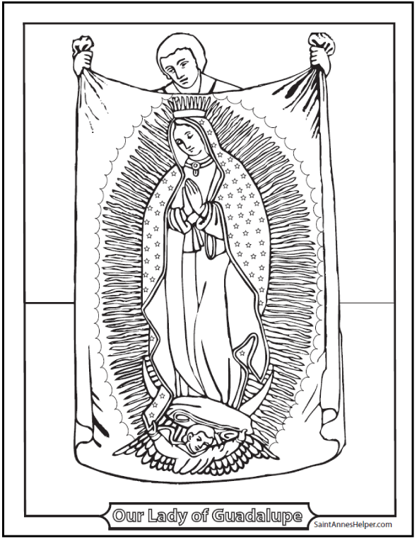 Lady Of Guadalupe Coloring Page Juan Diego Tilma 590x762 Lady Of Guadalupe Coloring Page Juan Diego Tilma