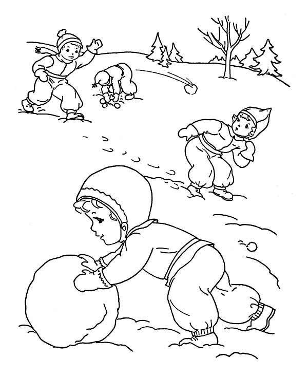 Kids Outdoor Activities On Winter Coloring Page 600x734 Kids Outdoor Activities On Winter Coloring Page
