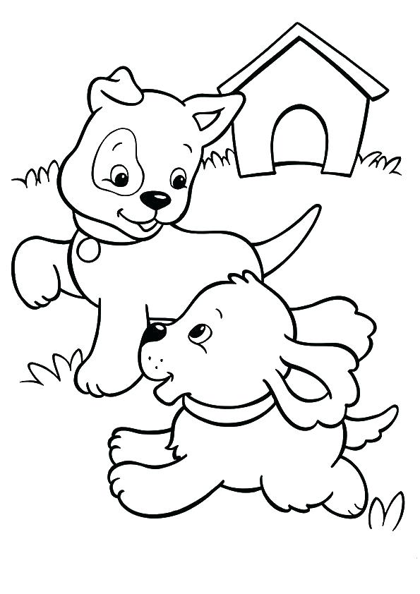 Squanto Coloring Page Dog House Coloring Page Two Puppies Playing 595x842 Squanto Coloring Page Dog House Coloring Page Two Puppies Playing