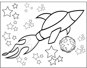 300x235 Rocketship And Flame Coloring Page