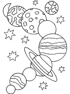 236x314 Space, Rocket, Planets Coloring Page For Kids Para