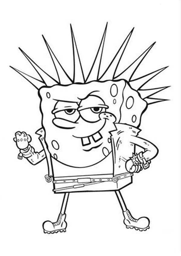 600x849 Spongebob In Punk Outfit Coloring Page.jpg Coloring