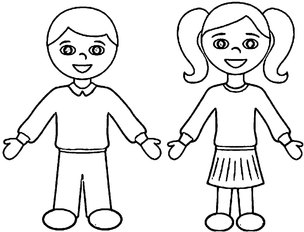 Outline Of A Boy And Girl Coloring Pages 1024x781 Outline Of A Boy And Girl Coloring Pages