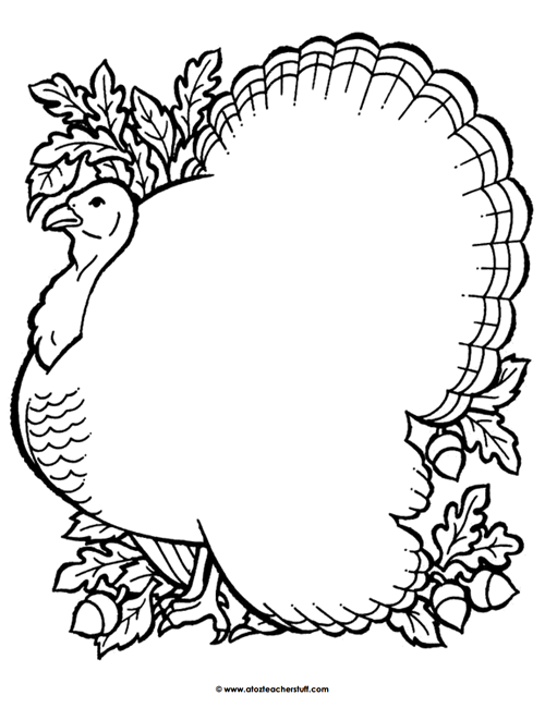 Turkey Coloring Page Outline Or Shape Book A To Z Teacher Stuff 500x650 Turkey Coloring Page Outline Or Shape Book A To Z Teacher Stuff