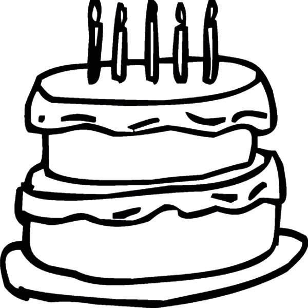 Birthday Cake Outline Coloring Pages 600x600 Birthday Cake Outline Coloring Pages