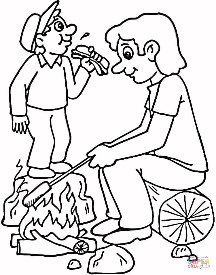 750x956 Hot Dogs Outside Hiking Coloring Page