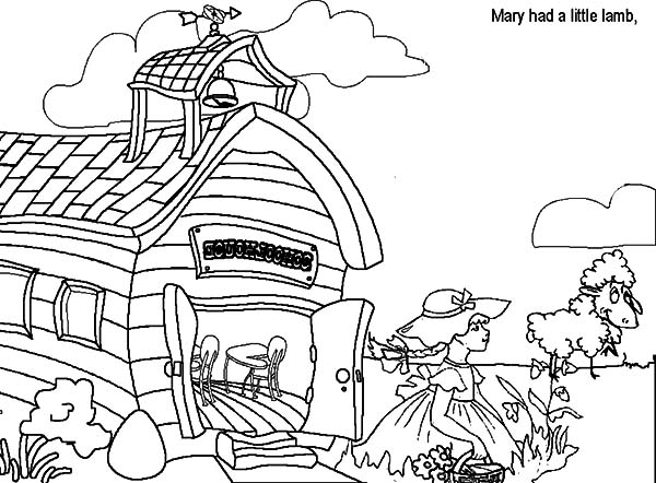 600x442 Mary Had A Little Lamb She Just Come Outside Her House Coloring