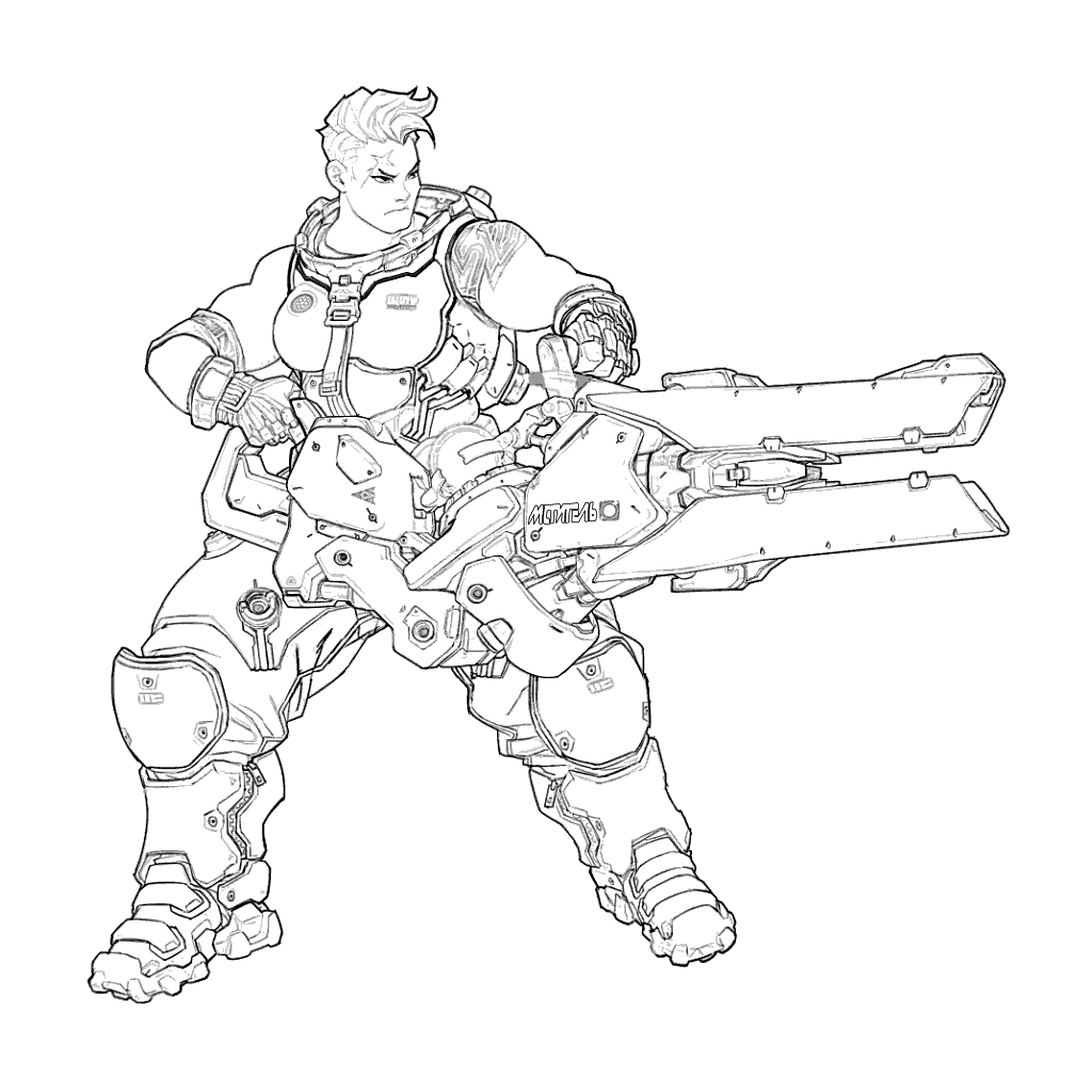 1024x1024 Zarya Overwatch Coloring Page
