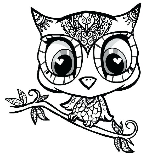 600x607 Owl Coloring Pages To Print Illustrator Owl Coloring Page Owl