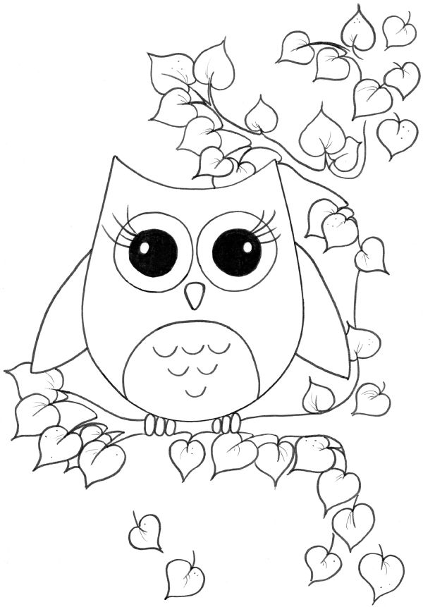 600x861 Cute Sweetheart Owl Coloring Page For Kiddos