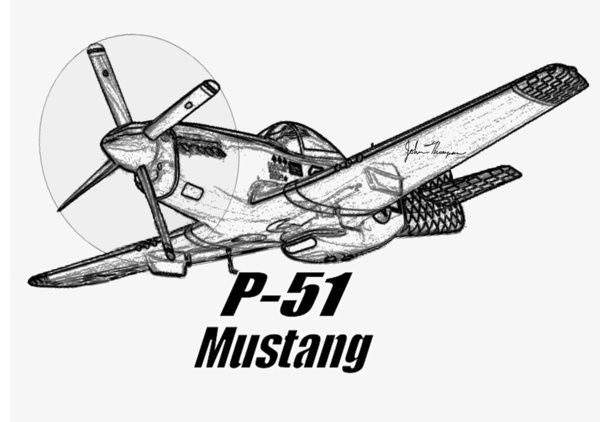 P 51 Mustang Line Drawing Canvas Print By Jt Digital Art 600x422 P 51 Mustang Line Drawing Canvas Print By Jt Digital Art