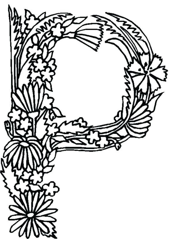 Coloring Letter Pages Letter P Coloring Pages And Alphabet Flowers 600x826 Coloring Letter Pages Letter P Coloring Pages And Alphabet Flowers