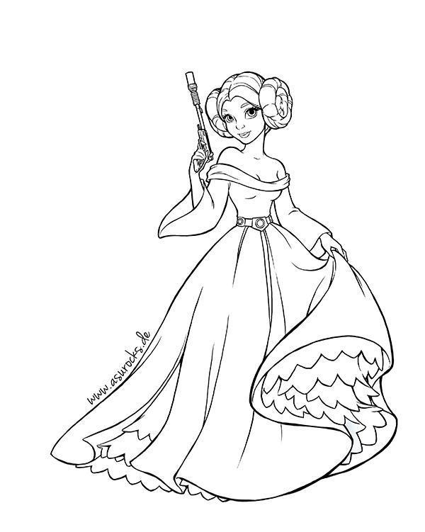Princess Leia Clipart Coloring Page 600x751 Princess Leia Clipart Coloring Page