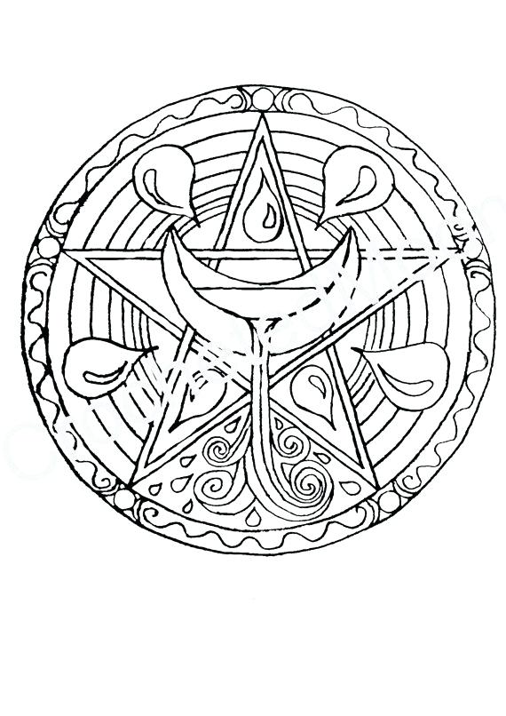 570x806 Wiccan Coloring Pages Printable Water Pentacle Coloring Page