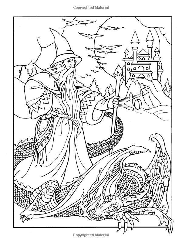 600x800 Wizard Coloring Pages For Adults Wondrous Wizards (Dover