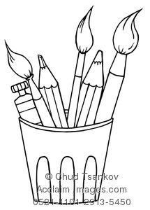 Clipart Illustration Of Art Supply Coloring Page Of Paintbrushes 215x300 Clipart Illustration Of Art Supply Coloring Page Of Paintbrushes
