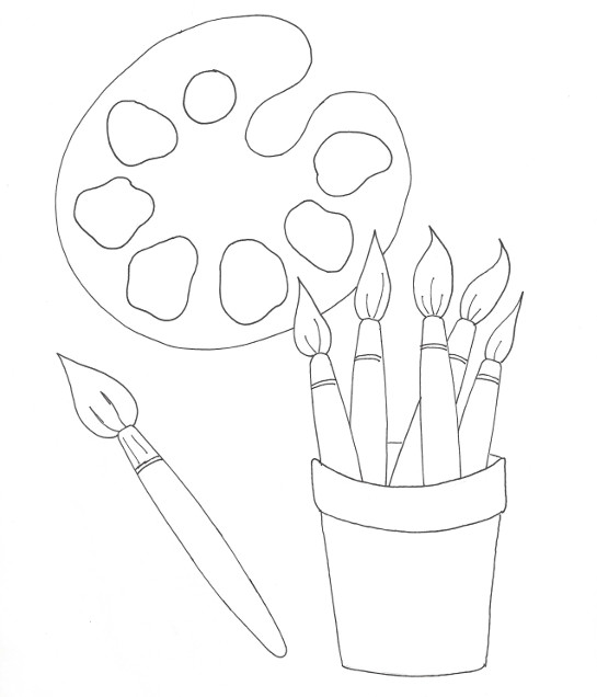 545x636 Painter's Palette Coloring Page