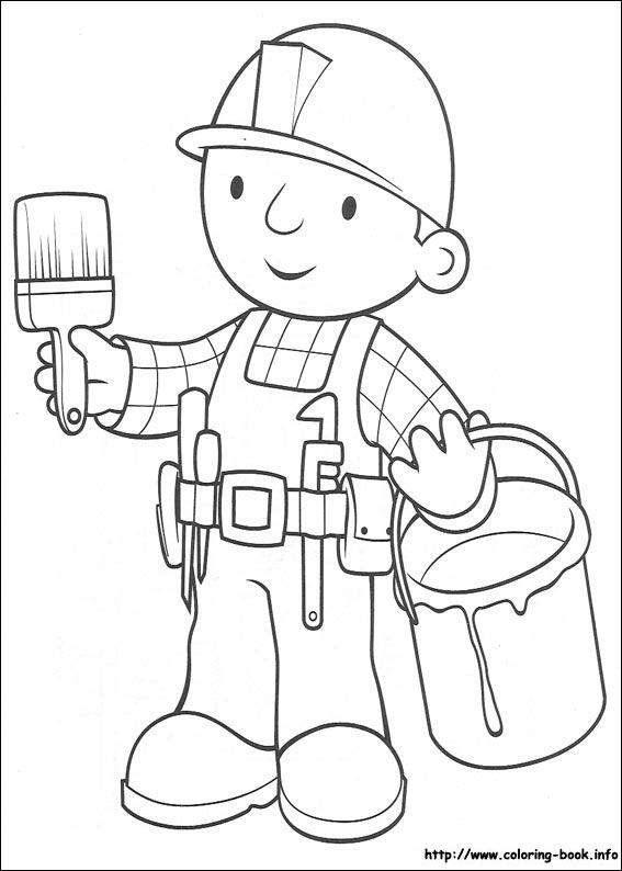 567x794 Bob The Builder Coloring Picture With Paint Bucketpaintbrush