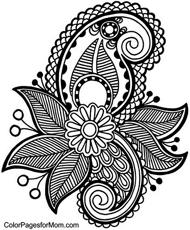 Paisley Coloring Page 610x737 Paisley Coloring Page