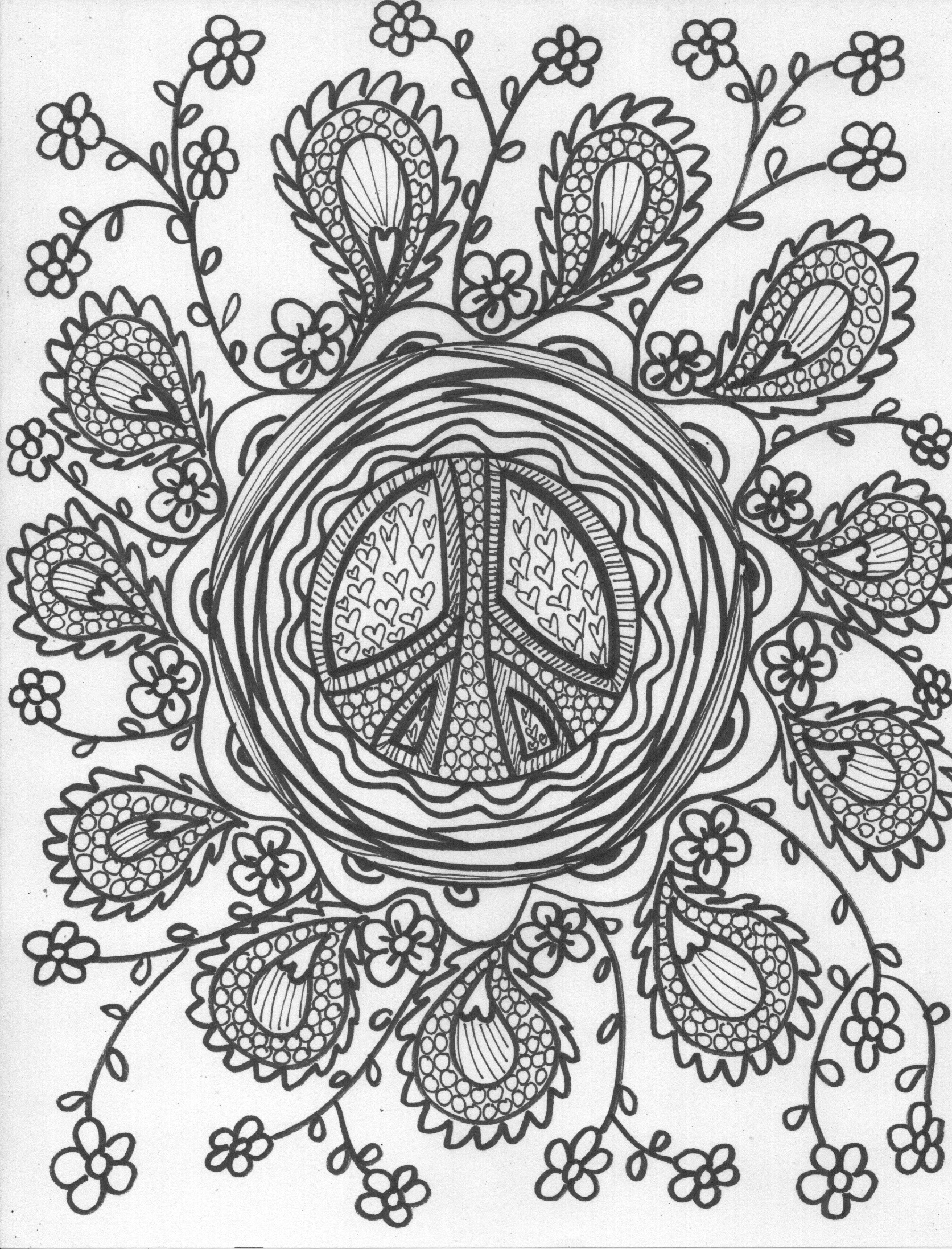 1673x2194 Paisley Coloring Pages Pg 5 Paisley Peace Hang It On The Wall