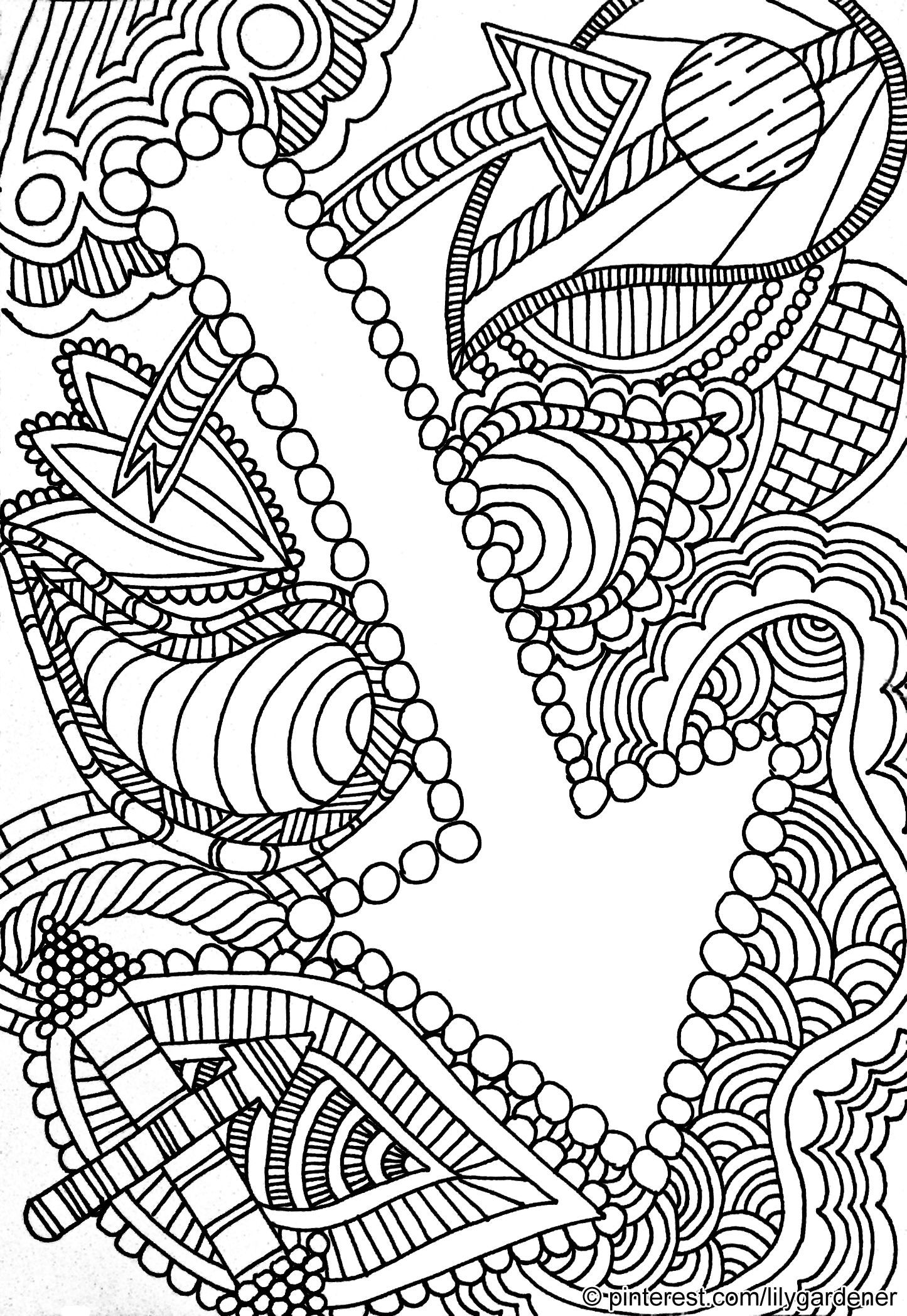 1445x2096 Abstract Coloring Page For Adults (High Resolution), Free