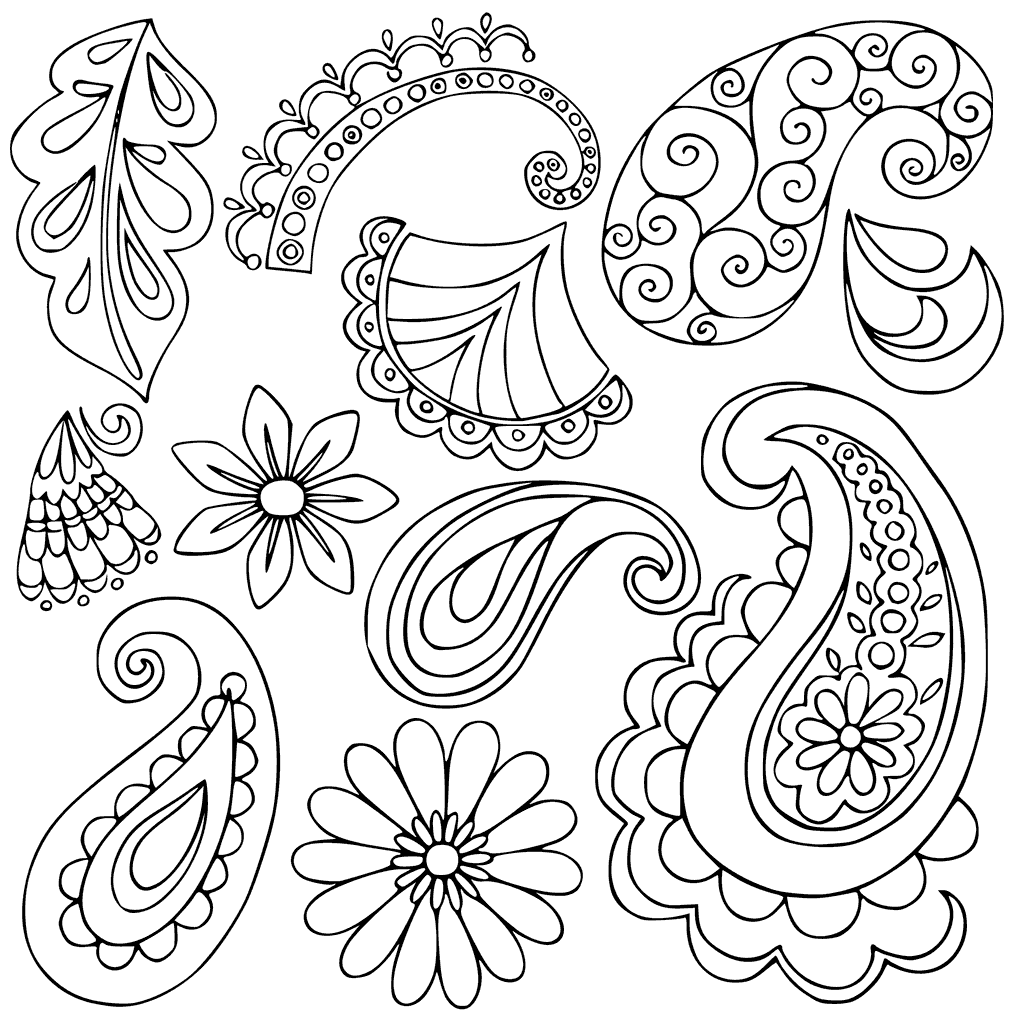 Easy Paisley Coloring Pages Printable 1024x1024 Easy Paisley Coloring Pages Printable