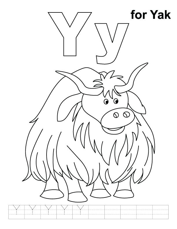 612x792 Yak Animal Coloring Pages Y For Yak Coloring Page With Handwriting