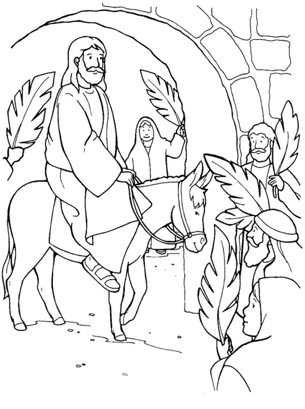 600x806 Jesus Through Jerusalem Gate In Palm Sunday Coloring Page Color Luna