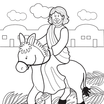 340x340 Jesus Rides Donkey Into Jerusalem Coloring Page (For Palm Sunday