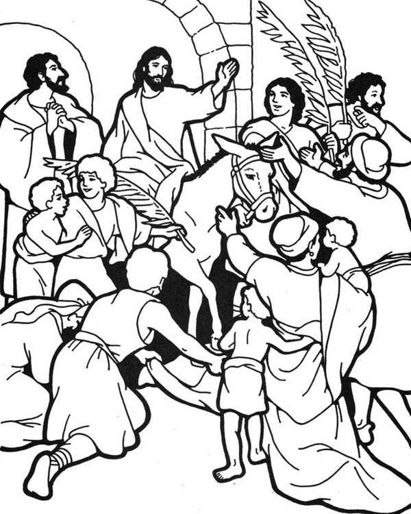 People Worship Jesus In Jerusalem In Palm Sunday Coloring Page 600x750 People Worship Jesus In Jerusalem In Palm Sunday Coloring Page