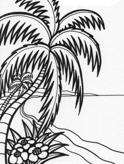 400x529 Palm Tree Coloring Page Beach Pages
