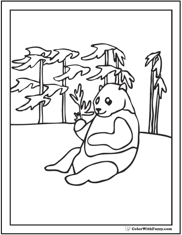 Panda Coloring Pages Bamboo And Baby Pandas 590x762 Panda Coloring Pages Bamboo And Baby Pandas