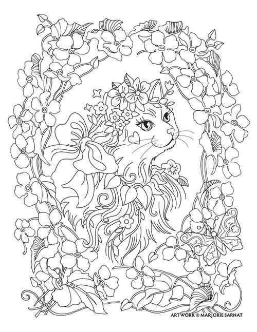 500x647 Marjorie Sarnat's Pampered Pets Portrait Cat Flower Color My