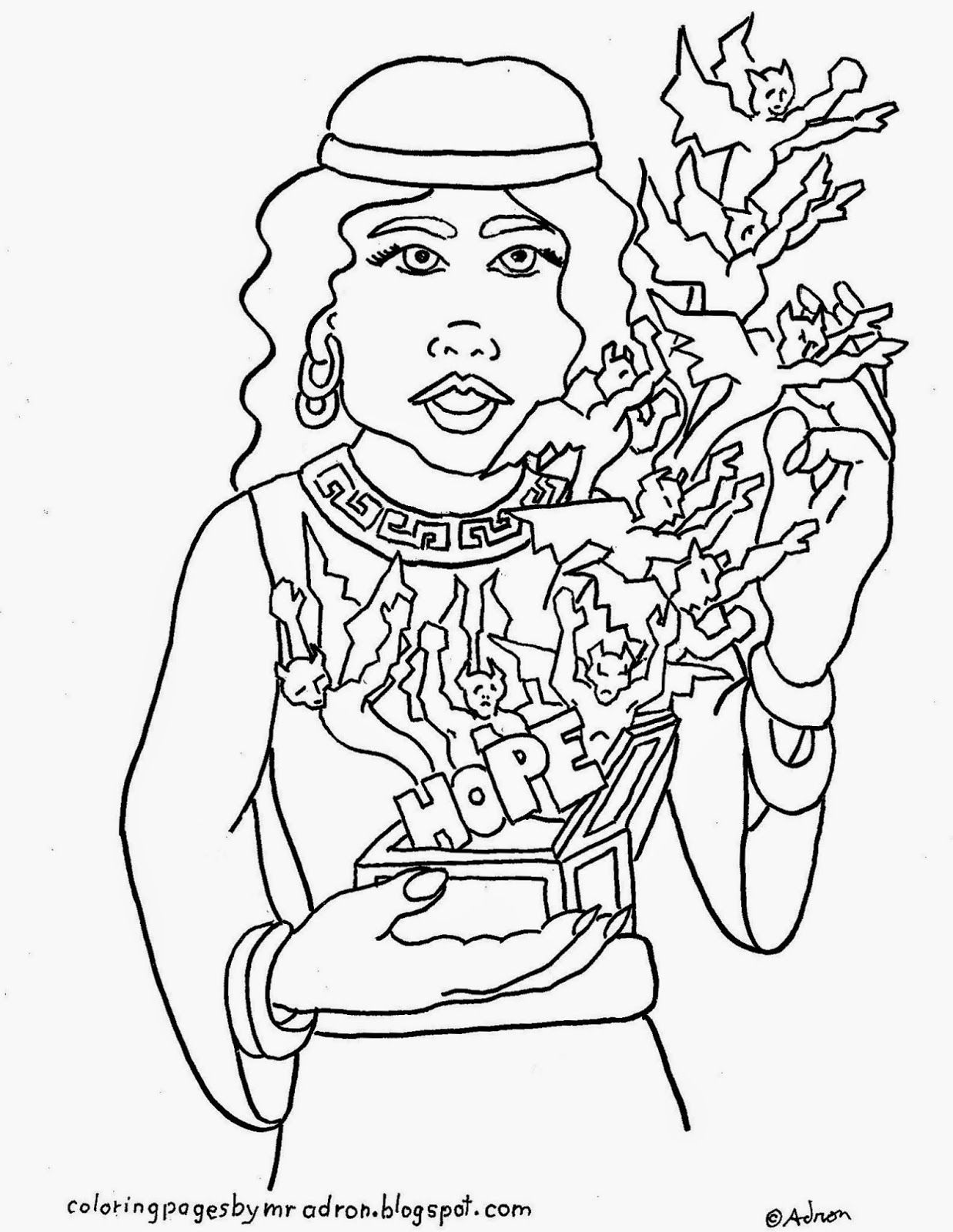 1238x1600 Printable Coloring Page, Pandora's Box Greek Myth, See More