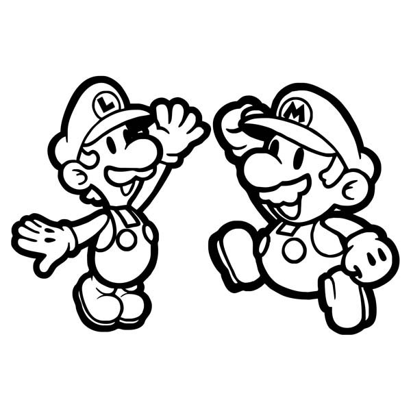 600x600 Mario And Luigi High Five In Mario Brothers Coloring Page Color Luna