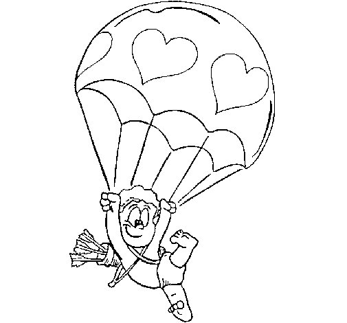 Cupid In A Parachute Coloring Page 505x470 Cupid In A Parachute Coloring Page